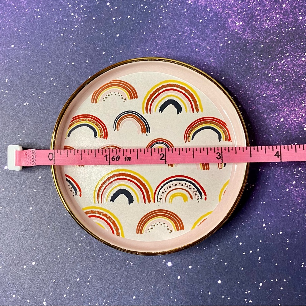 NEW Rainbow Pink Gold Ceramic Jewelry Dish Trinket Holder Gift - Picture 3 of 4